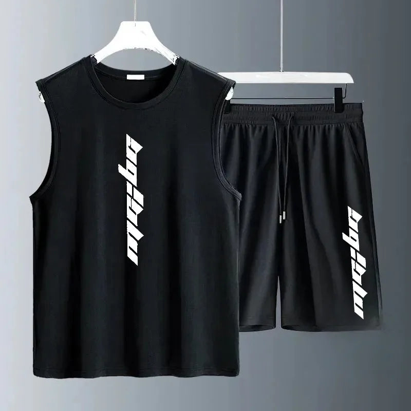 Men's Tank Top Sets 2026 Summer Quick drying crewneck Breathable running seaside oversize sports suits jogging suit beach