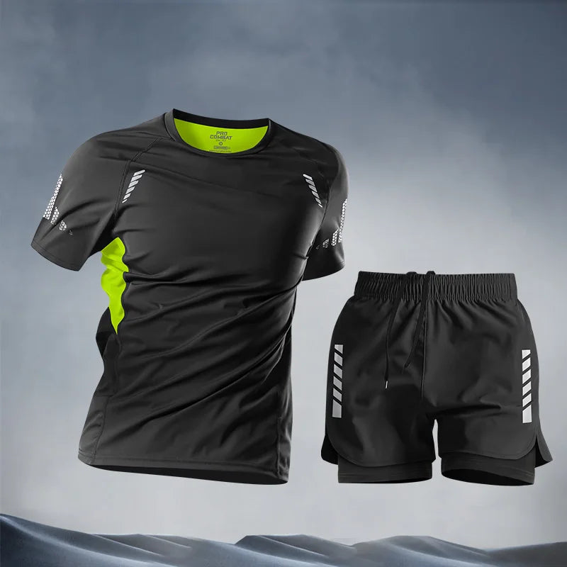 Casual Suits for men Men's Summer Shorts Set Gym Outfit Student Short Sleeve Tee 2 Piece Set Tracksuits Men Casual Men Clothing