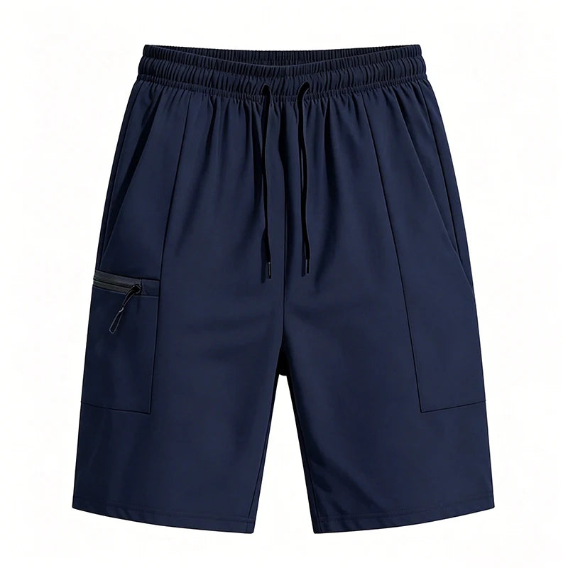 Men Sports Cargo Shorts Summer Elastic Drawstring Waist Loose Fit Zipper Side Pockets Gym Workout Daily Outdoor Street Bottoms
