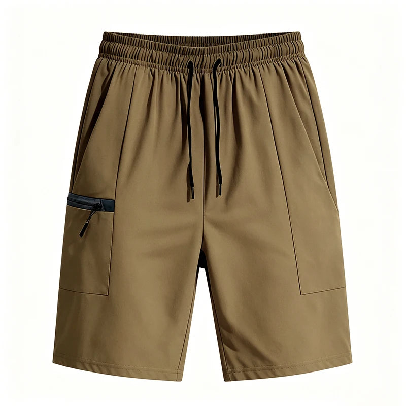 Men Sports Cargo Shorts Summer Elastic Drawstring Waist Loose Fit Zipper Side Pockets Gym Workout Daily Outdoor Street Bottoms