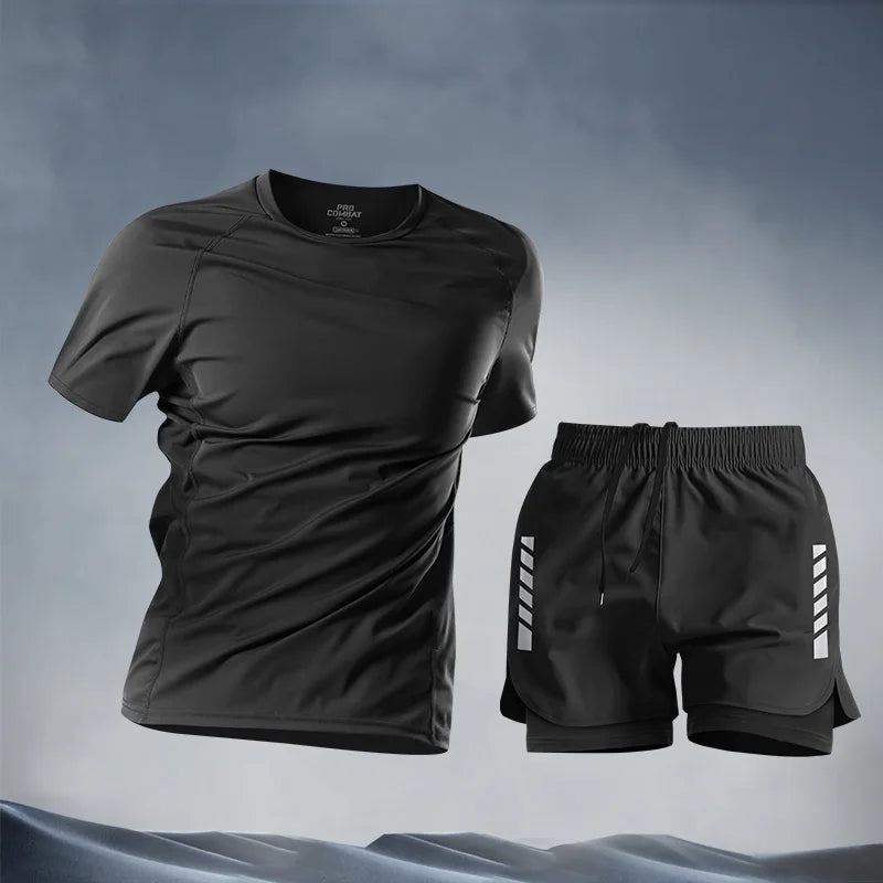 Casual Suits for men Men's Summer Shorts Set Gym Outfit Student Short Sleeve Tee 2 Piece Set Tracksuits Men Casual Men Clothing