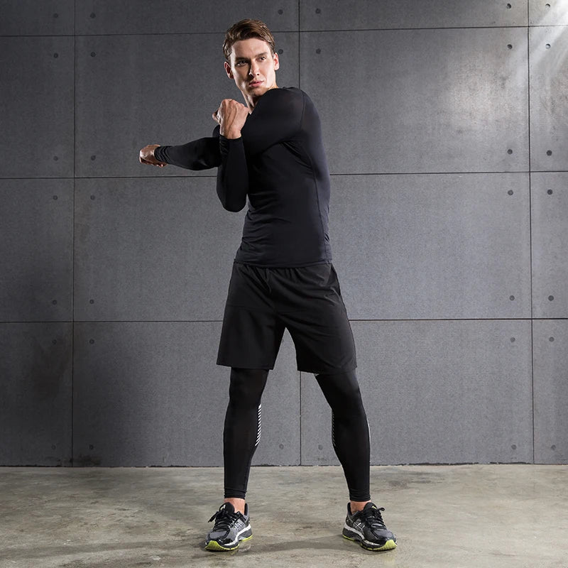 Compression Running Top Men Long Sleeve Shirt For Male Gym Clothing